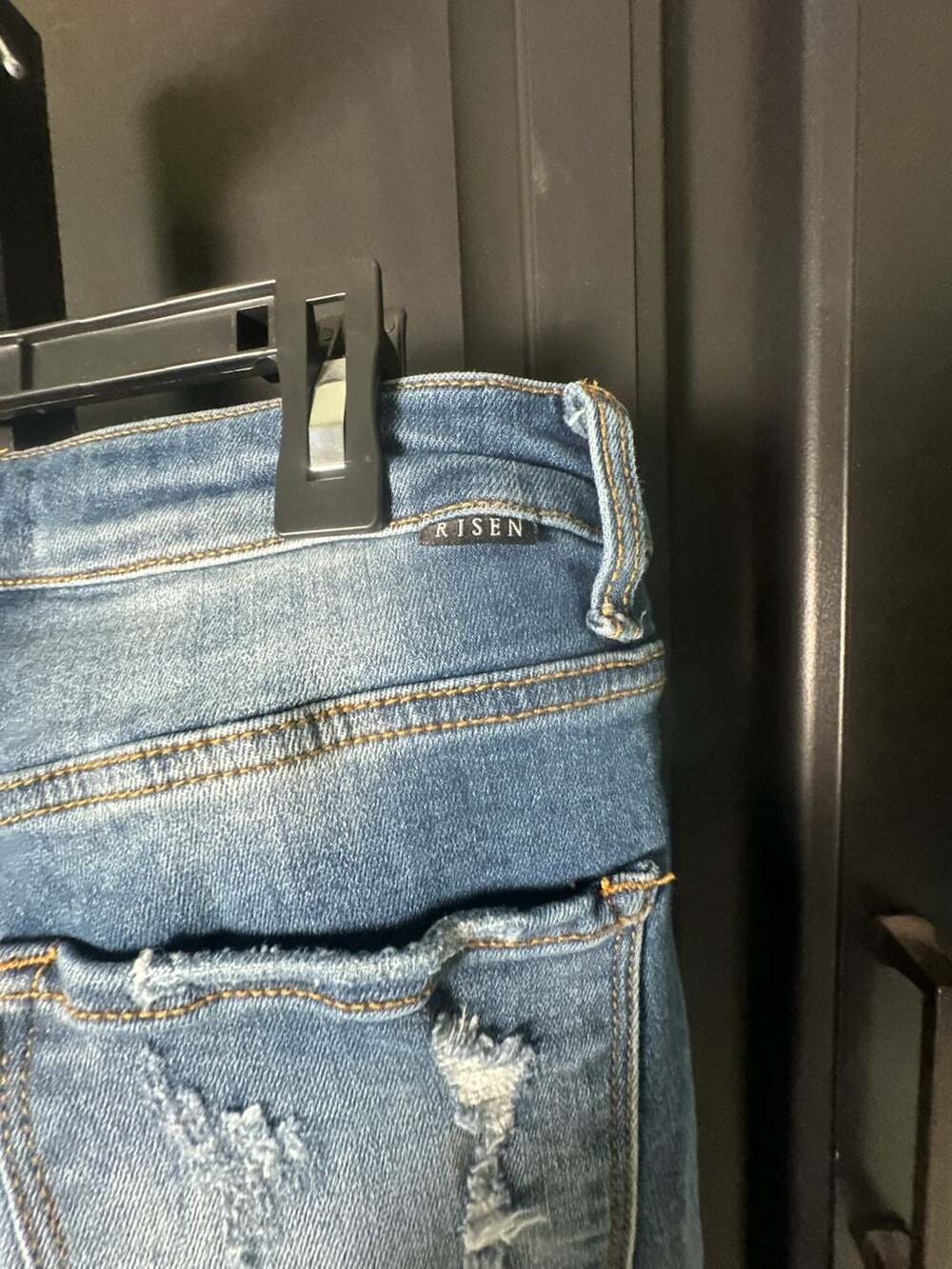 Risen Jeans High Rise Distressed Flare Leg Denim Jeans#664 - Picture 3 of 4